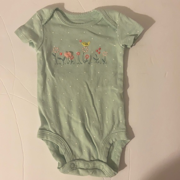 Carter's Other - green and white polkadots flowers bird Carter’s onesie size 3 months
